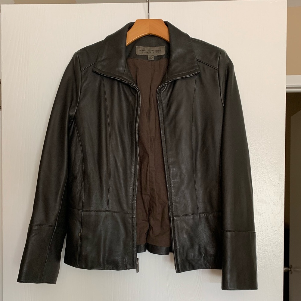 Andrew Marc Black and Brown leather Jacket